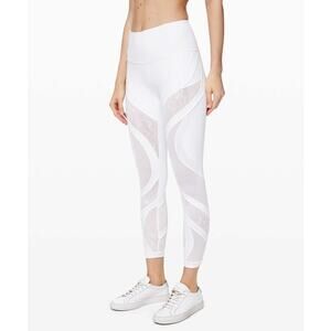 Lululemon Wunder Under High-Rise Lace Panel Crop Leggings 25" in White size 6